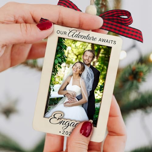 Christmas Ornament Picture Frame - Wooden Landscape Photo Frame for Tree U75225
