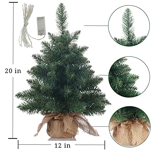Pre-Lit Mini Christmas Tree with 40 LED Lights, Battery Operated Tabletop Decor N21773