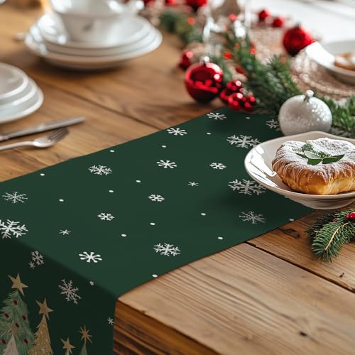 Christmas Table Runner 13x72 Inch, Red Winter Holiday Decor S612
