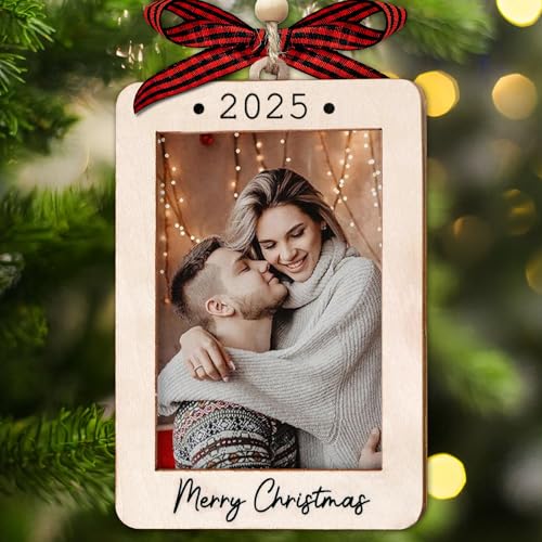 Christmas Ornament Picture Frame - Wooden Landscape Photo Frame for Tree U75225