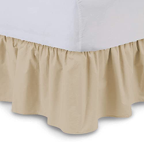 Bed Skirt - Ruffled Bed Skirt (Twin, Ivory) 12 Inch Drop Dust Ruffle with Platform, 100% Cotton 800 Thread Count Fabric - Dust Ruffle Bedskirt for Easy Fitting and Easy Care