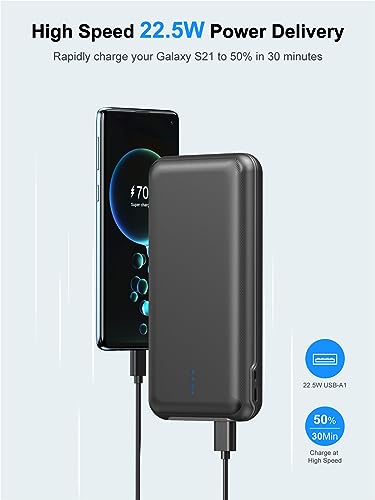 Portable Charger 30000mAh with 22.5W Fast Charging, 4 Outputs USB C X63073