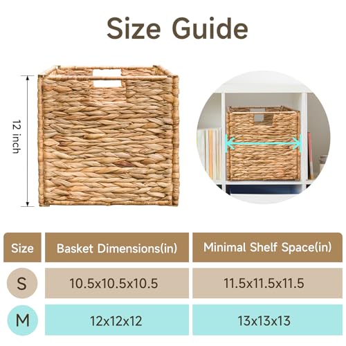 Wicker Cube Storage Baskets with Handles, Set of 4 H2369