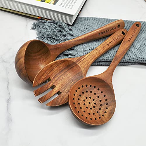 Christmas Wooden Spoons for Cooking, 10 Pcs Natural Teak Kitchen Utensils Set S557967