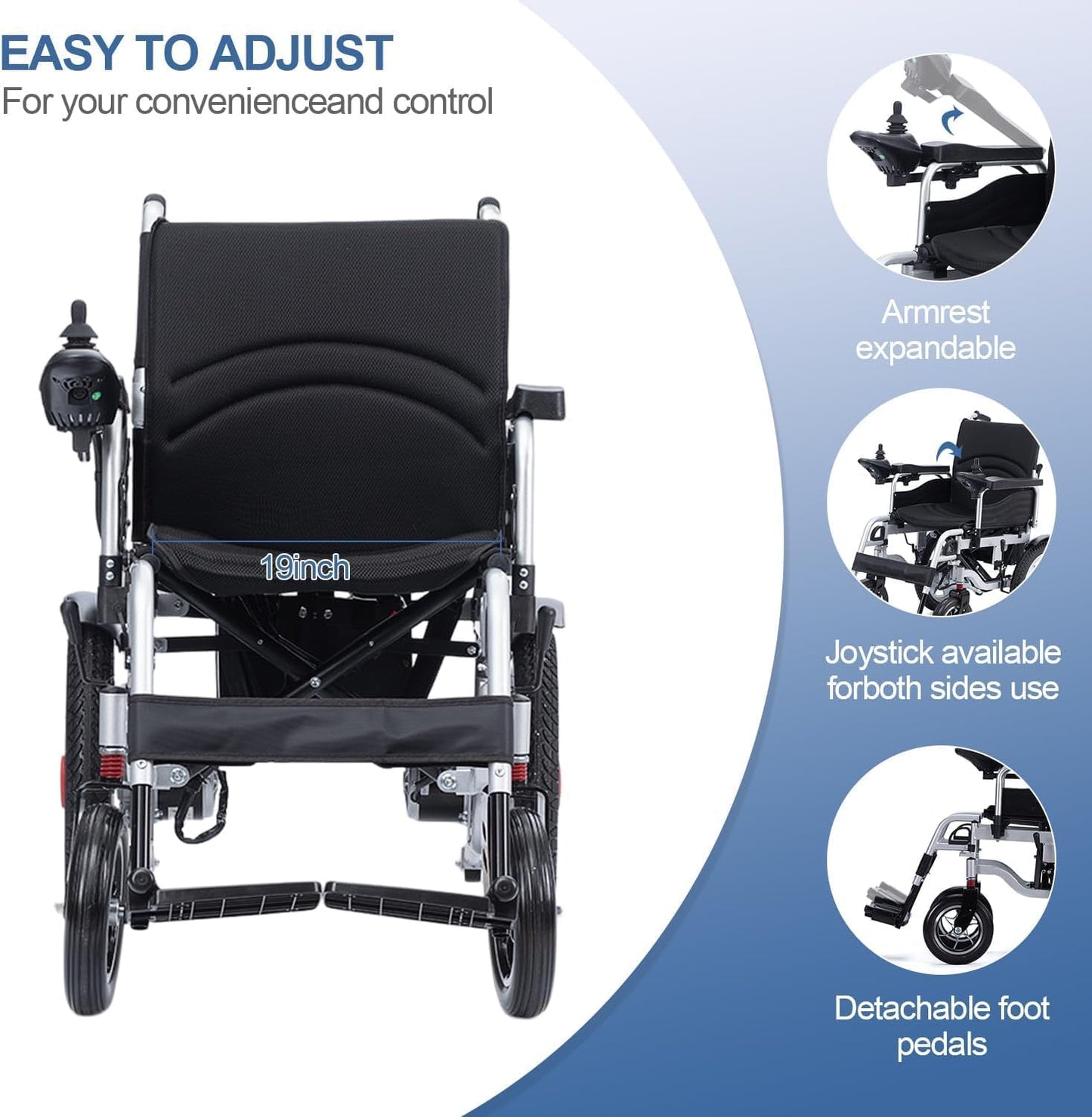 Foldable Electric Wheelchair for Adults, Heavy Duty Portable I87848