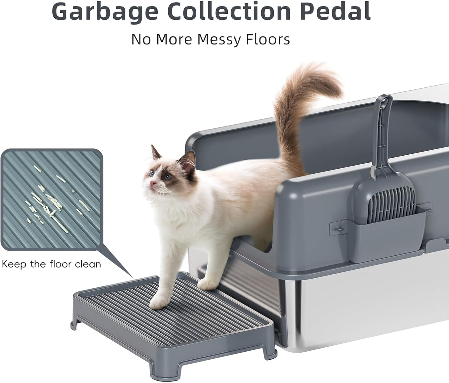 Stainless Steel Cat Litter Box with Lid, Extra Large, Easy to Clean M74654