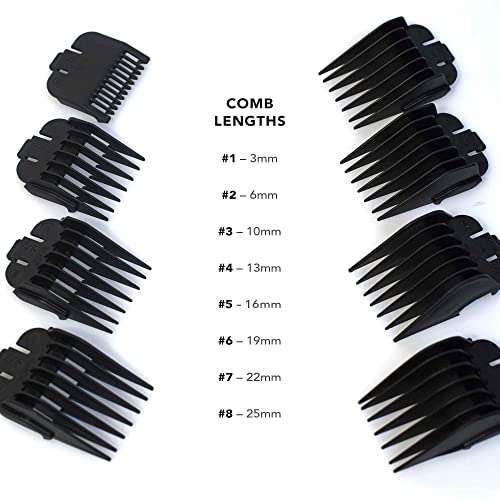 Taper Attachment Comb Set 8 Piece 1/8 to 1 Inch with Storage Caddy X301