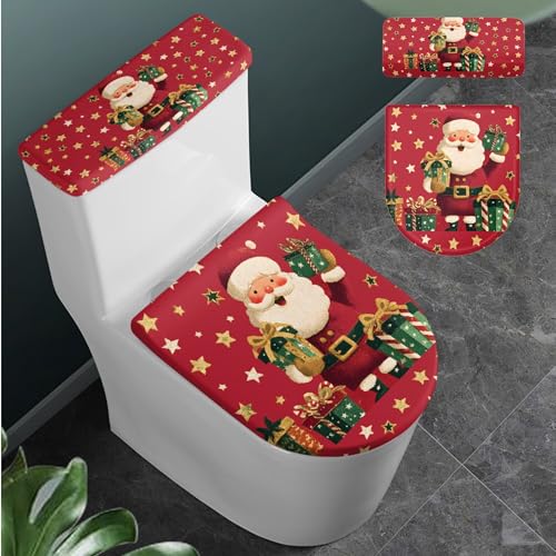 Christmas Toilet Lid and Tank Cover Set for Bathroom Decor Q334993
