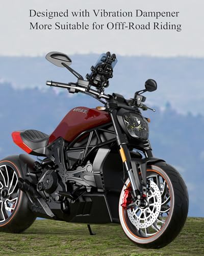 Motorcycle Phone Holder with Anti-Shake Mount, Adjustable Handlebar Cradle for Smartphones B485