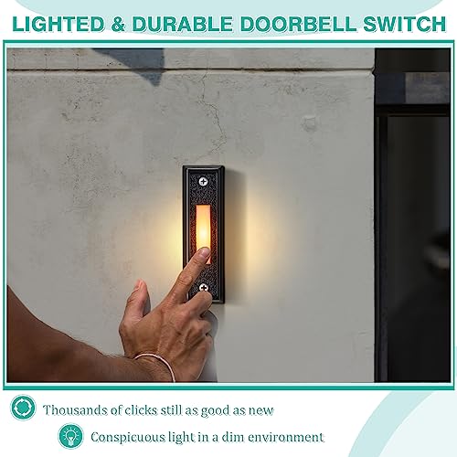 Wired Doorbell Chime with 2 Lighted Push Buttons, 16V 10VA, Front and Rear Sounds D6337