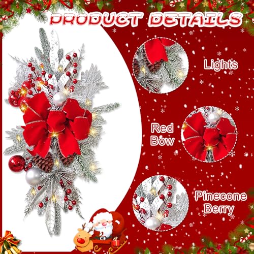 Prelit Teardrop Christmas Swag 24 Inch for Stair Window Wall Decor L4230