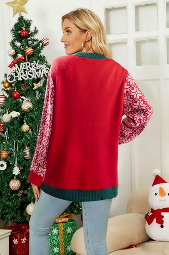 Funny Christmas Cardigan for Women Open Front Knit Coat U698
