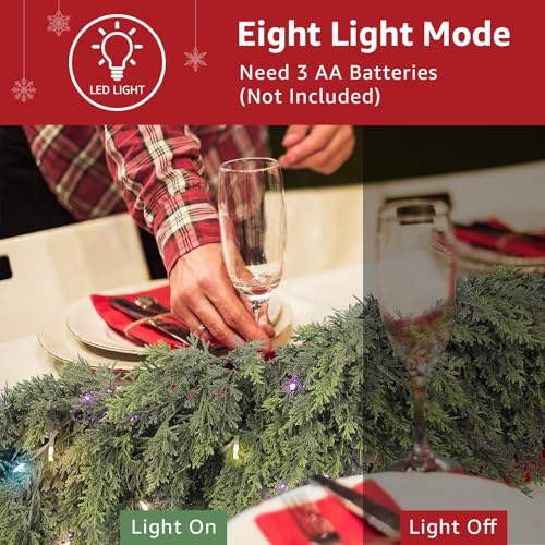 9ft Prelit Faux Pine Garland with Lights for Mantle Q9088