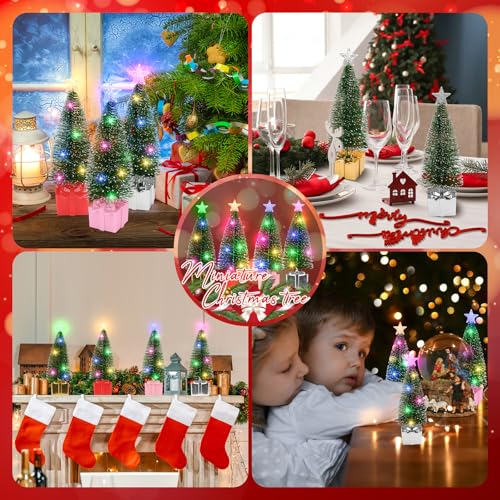 Mini Christmas Tree with Lights, 4 Pack Tabletop LED Decor C27546