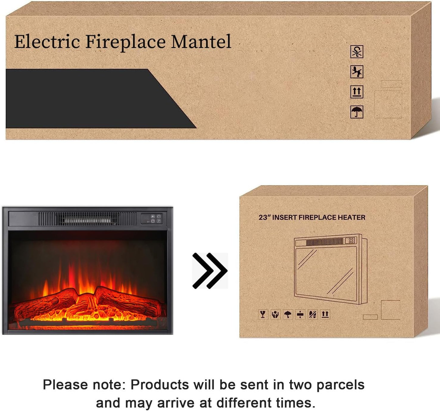 Carved Pilasters Electric Fireplace with Mantel, Freestanding Heater Y63920