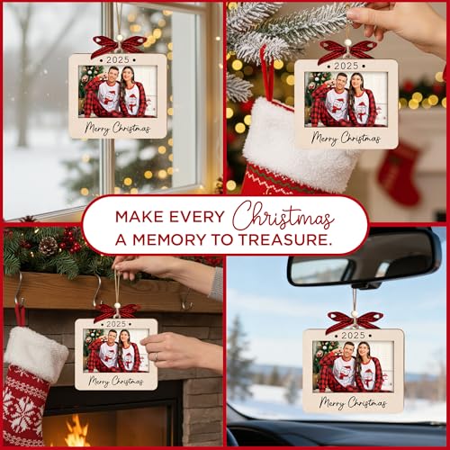 Christmas Ornament Picture Frame - Wooden Landscape Photo Frame for Tree U75225