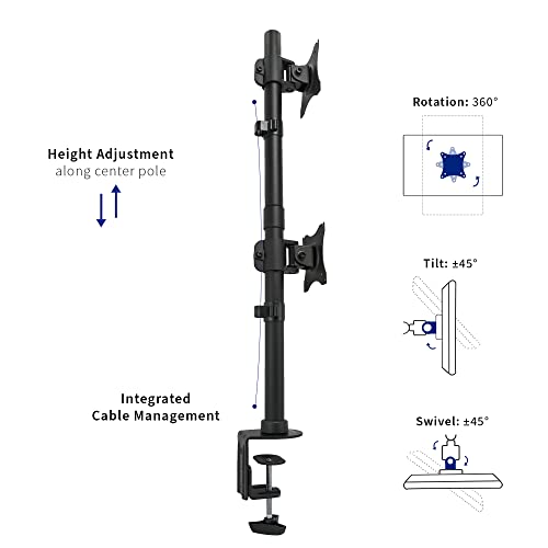 Dual Monitor Desk Mount Stand with Height Adjustment for 2 LCD Ultrawide Screens up to 34 Inches L393