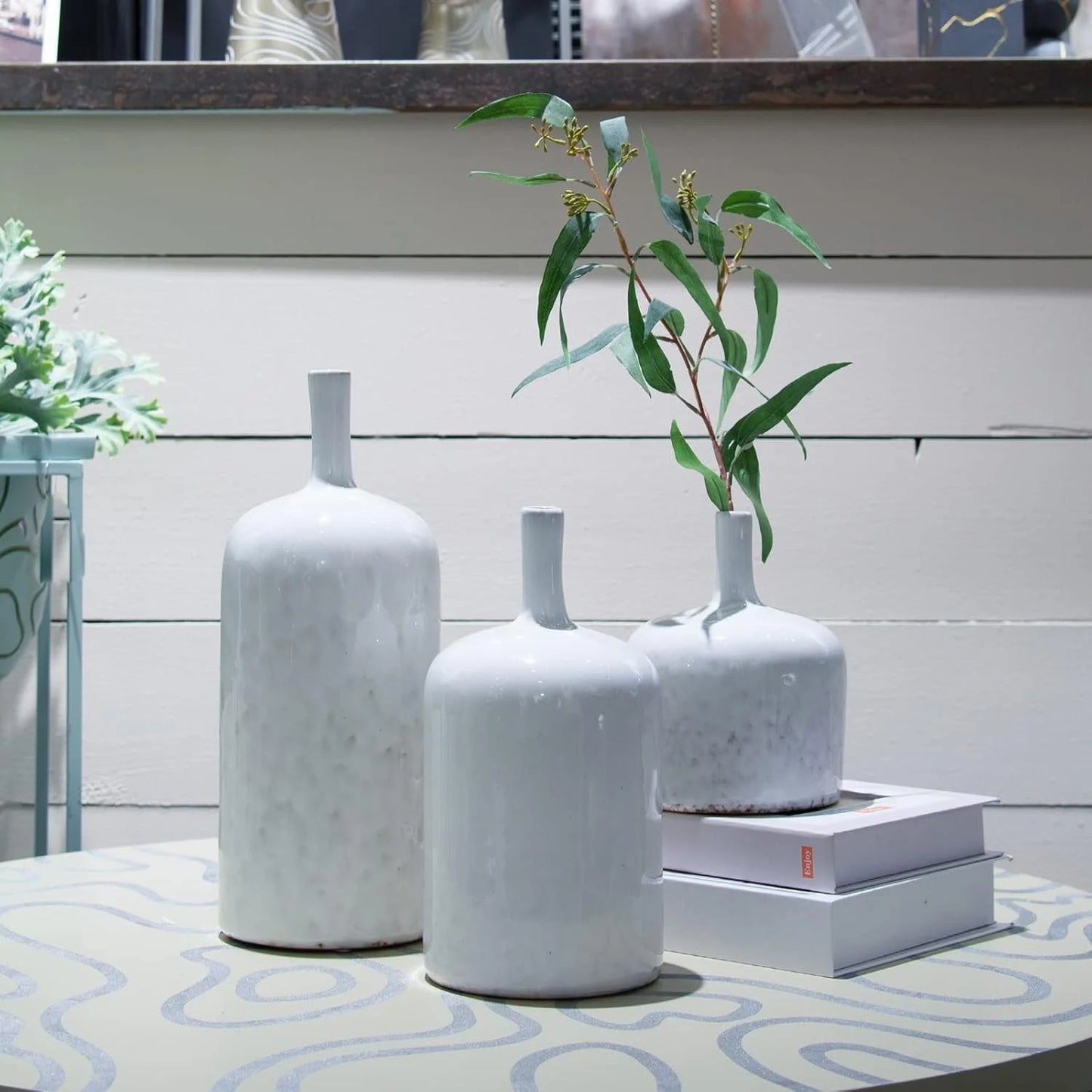 White Ceramic Vase, 9.5 Inch Long Neck F239536