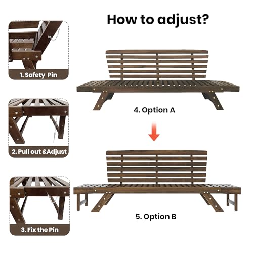 Outdoor Wooden Expandable Daybed Sofa with Cushions R572