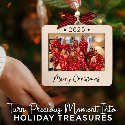 Christmas Ornament Picture Frame - Wooden Landscape Photo Frame for Tree U75225