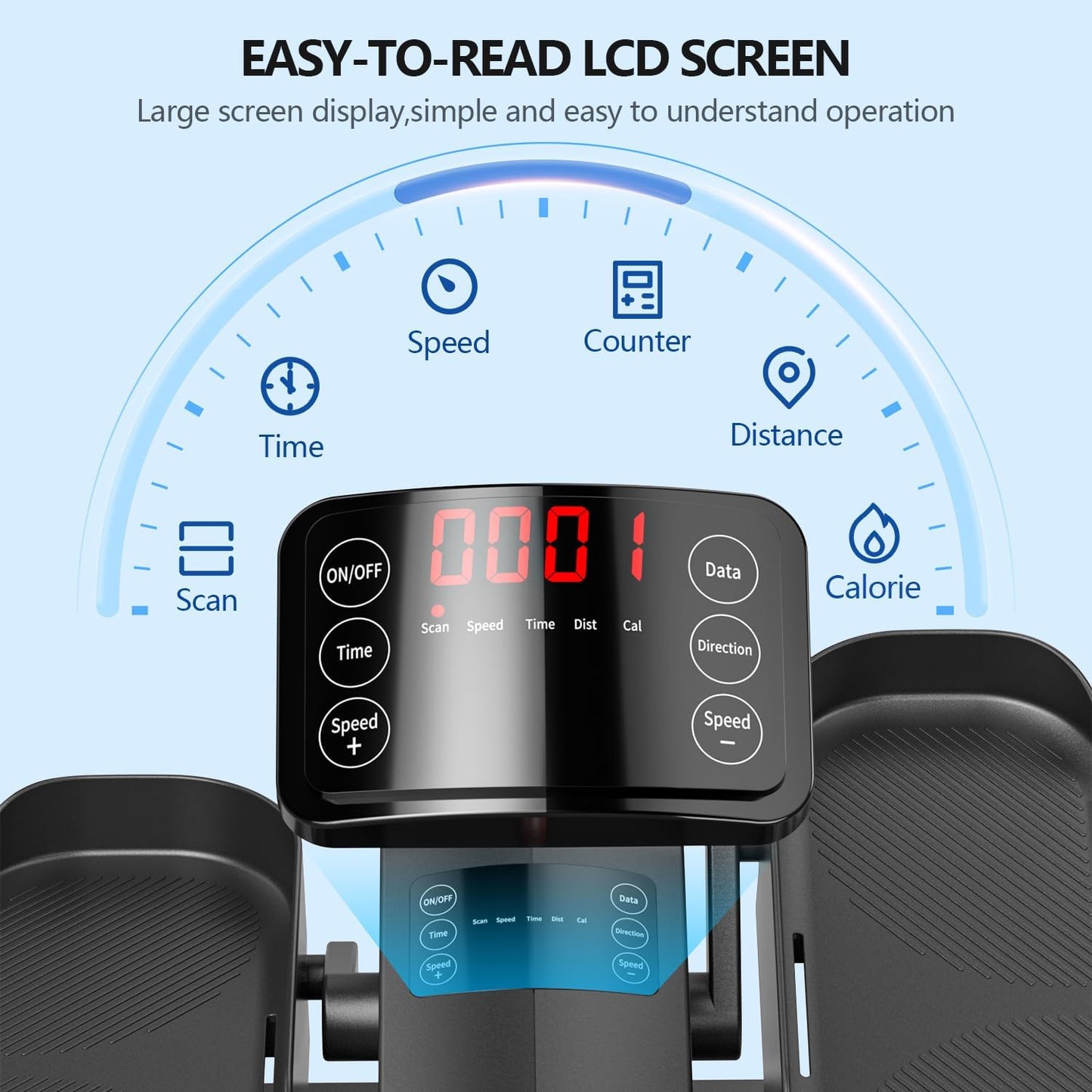 Under Desk Elliptical Machine for Seniors, Portable Seated Pedal Exerciser with Remote M9612