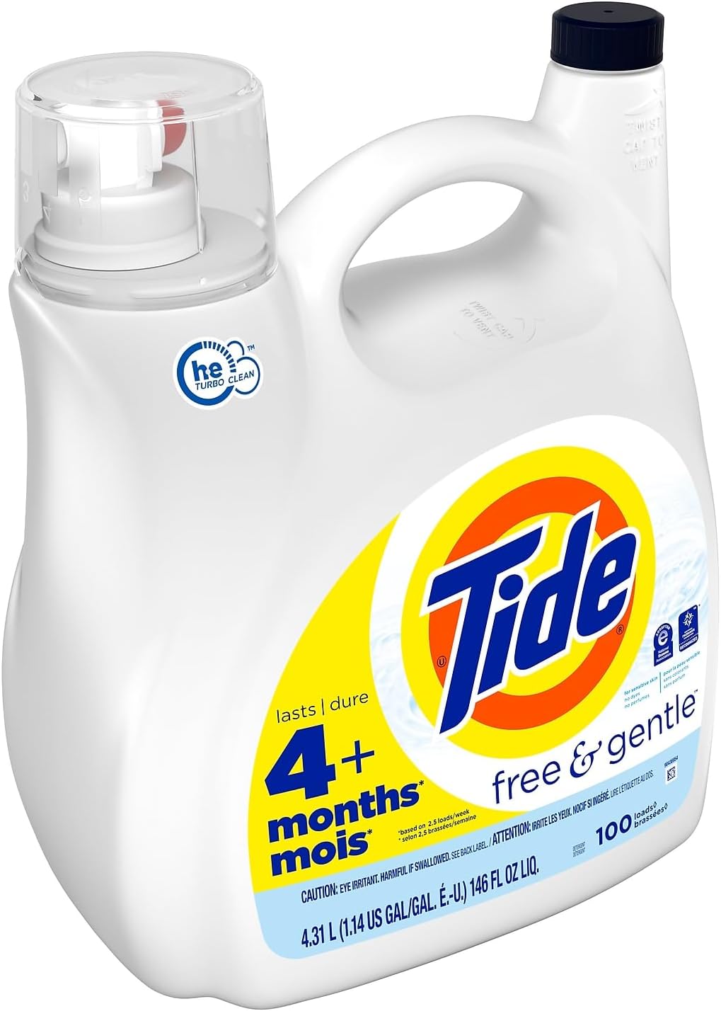 Free & Gentle Liquid Laundry Detergent, 107 Loads T1658