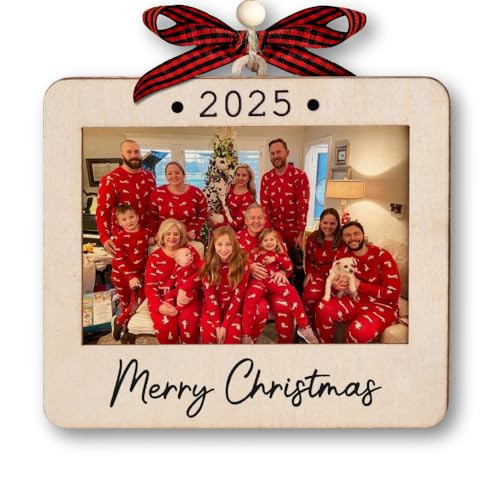 Christmas Ornament Picture Frame - Wooden Landscape Photo Frame for Tree U75225