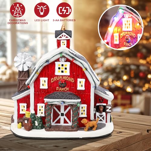 Ceramic Christmas Houses with Warm LED Light S1149