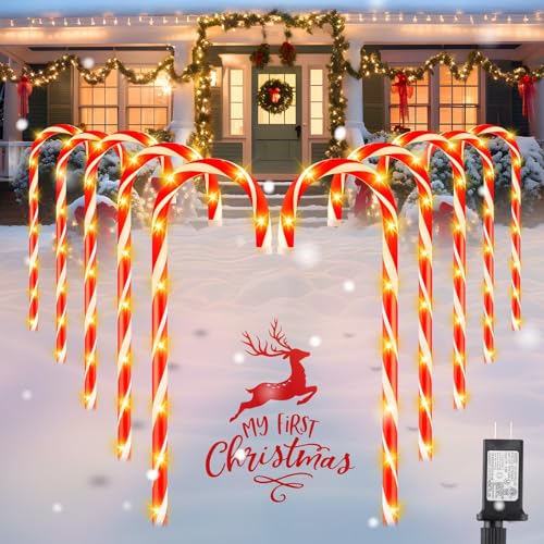 Solar Candy Cane Lights Outdoor Pathway, 8 Modes LED Christmas Decorations G8051