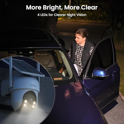 Wireless Outdoor Security Cameras, 4-Cam Kit, Solar-Powered, 360° Pan & Tilt, 2K Color Night Vision R962279