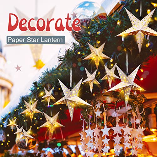 Christmas Paper Star Lanterns with LED Lights Hanging Decor W2538