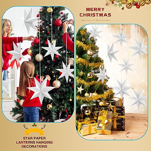 7 Pack 3D Hanging Paper Star Lanterns for Christmas Party Home Decor T9849
