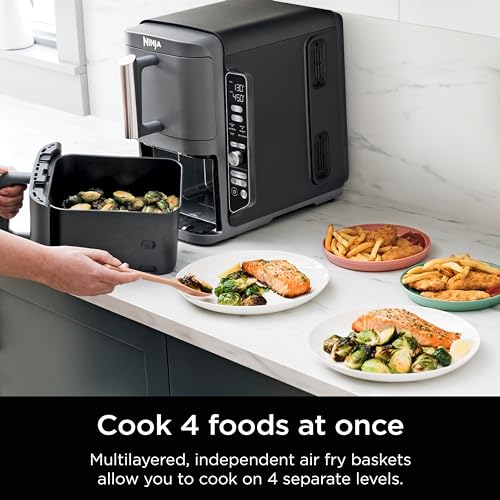 Air Fryer, 8 QT DoubleStack 2-Basket, 6-in-1, Roast & Bake, Dishwasher Safe N927