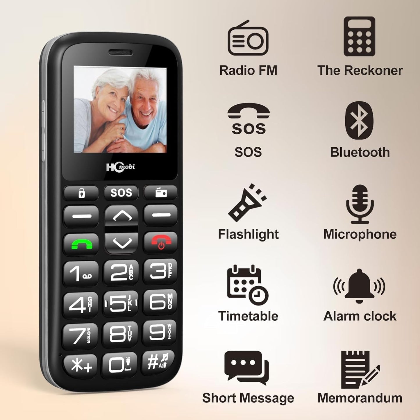 Unlocked Cell Phones for Seniors, Big Button with SOS, Type-C Charging Dock, Dual-SIM A527