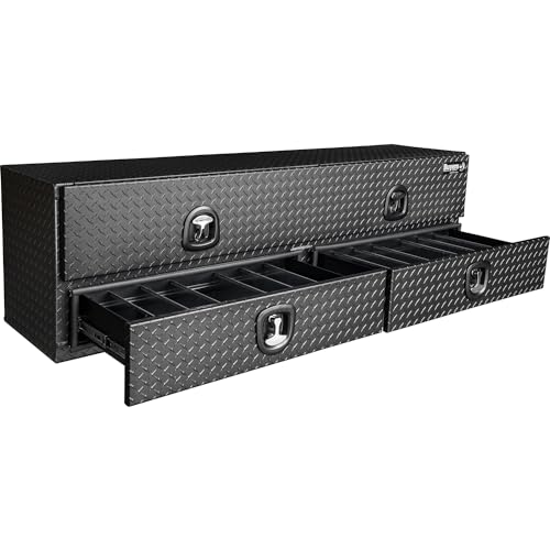 Aluminum Heavy-Duty Truck Tool Box with Lower Door, Diamond Tread, 21 x 18 x 72 Inch G7285