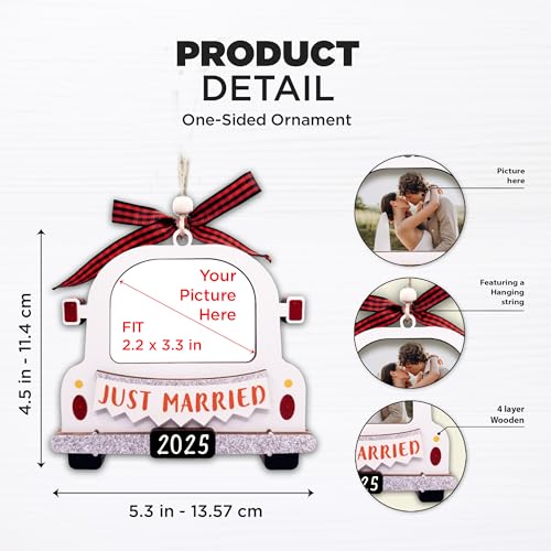 Christmas Ornament Picture Frame - Wooden Landscape Photo Frame for Tree U75225