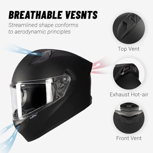 Full Face Motorcycle Helmet, Lightweight with Visor Y4486