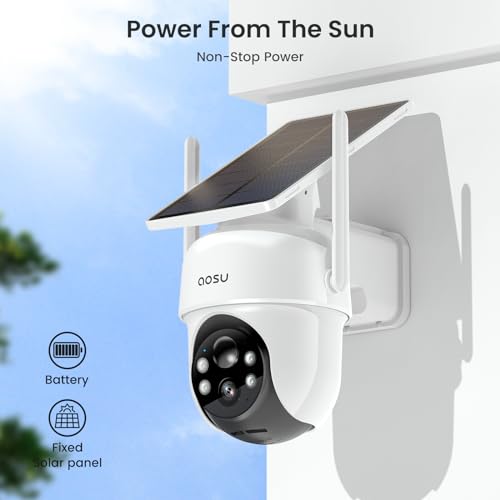 Wireless Outdoor Security Cameras, 4-Cam Kit, Solar-Powered, 360° Pan & Tilt, 2K Color Night Vision R962279