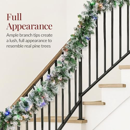 9ft Pre-Lit Christmas Garland for Stairs, Fireplace with 50 Lights W212
