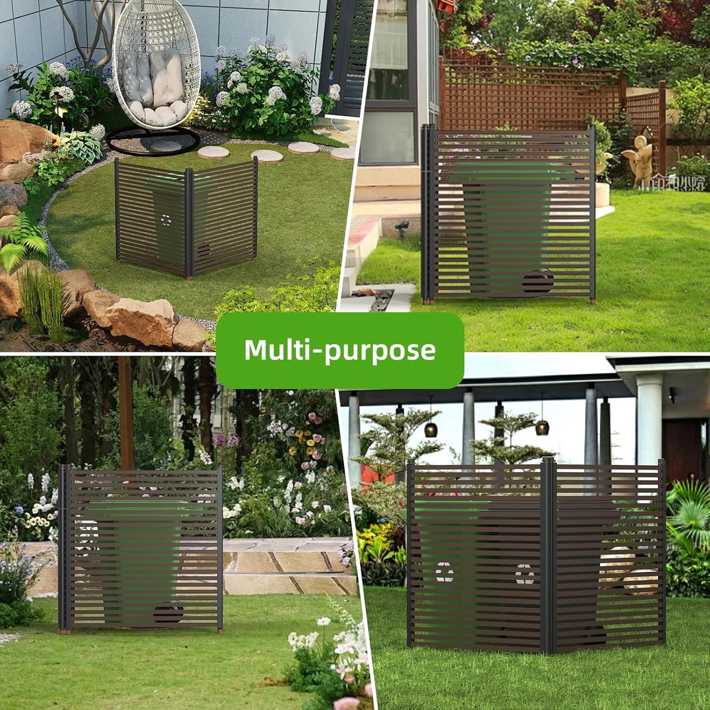 Metal Privacy Screen for Outdoor Terrace, 43x47 Inches, 2 Panels Y580