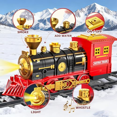 Electric Train Set for Kids with Smoke, Light and Sound, DIY Track Building Toy V61635