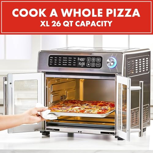 Extra Large French Door Air Fryer Toaster Oven Combo, 26QT Capacity, Stainless Steel P863569