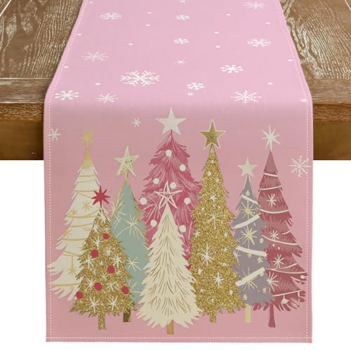 Christmas Table Runner 13x72 Inch, Red Winter Holiday Decor S612