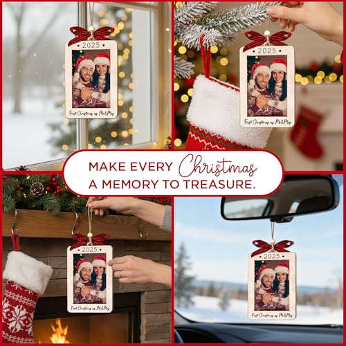 Christmas Ornament Picture Frame - Wooden Landscape Photo Frame for Tree U75225