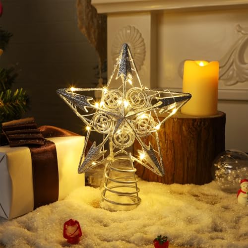 Star Tree Topper with 20 LED Lights, Battery Powered Christmas Decorations X627861