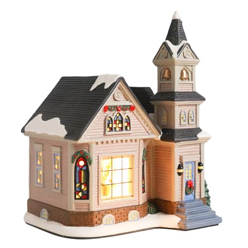 Ceramic Christmas Houses with Warm LED Light S1149