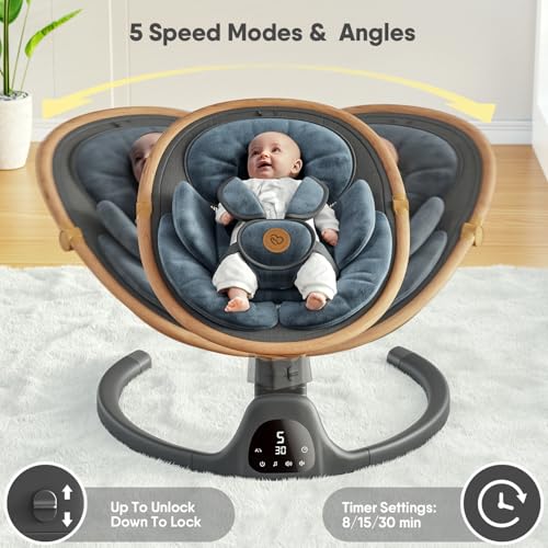Baby Swing for Infants with Music, Remote Control, 3 Seat Positions Q6848
