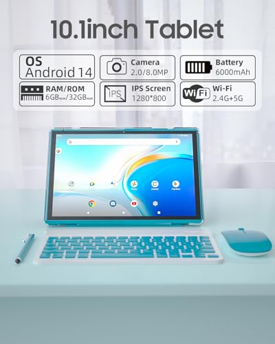 10 inch Android Tablet with Keyboard, Mouse, Stylus Pen and Case K7713