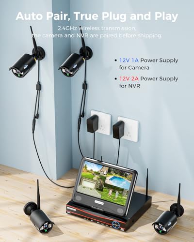 Wireless Security Camera System, 4K NVR, 4Pcs 3MP Night Vision WiFi Cameras D47166