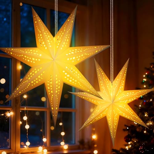 Christmas Paper Snowflake Lanterns with LED Lights for Holiday Party Decor Q23741